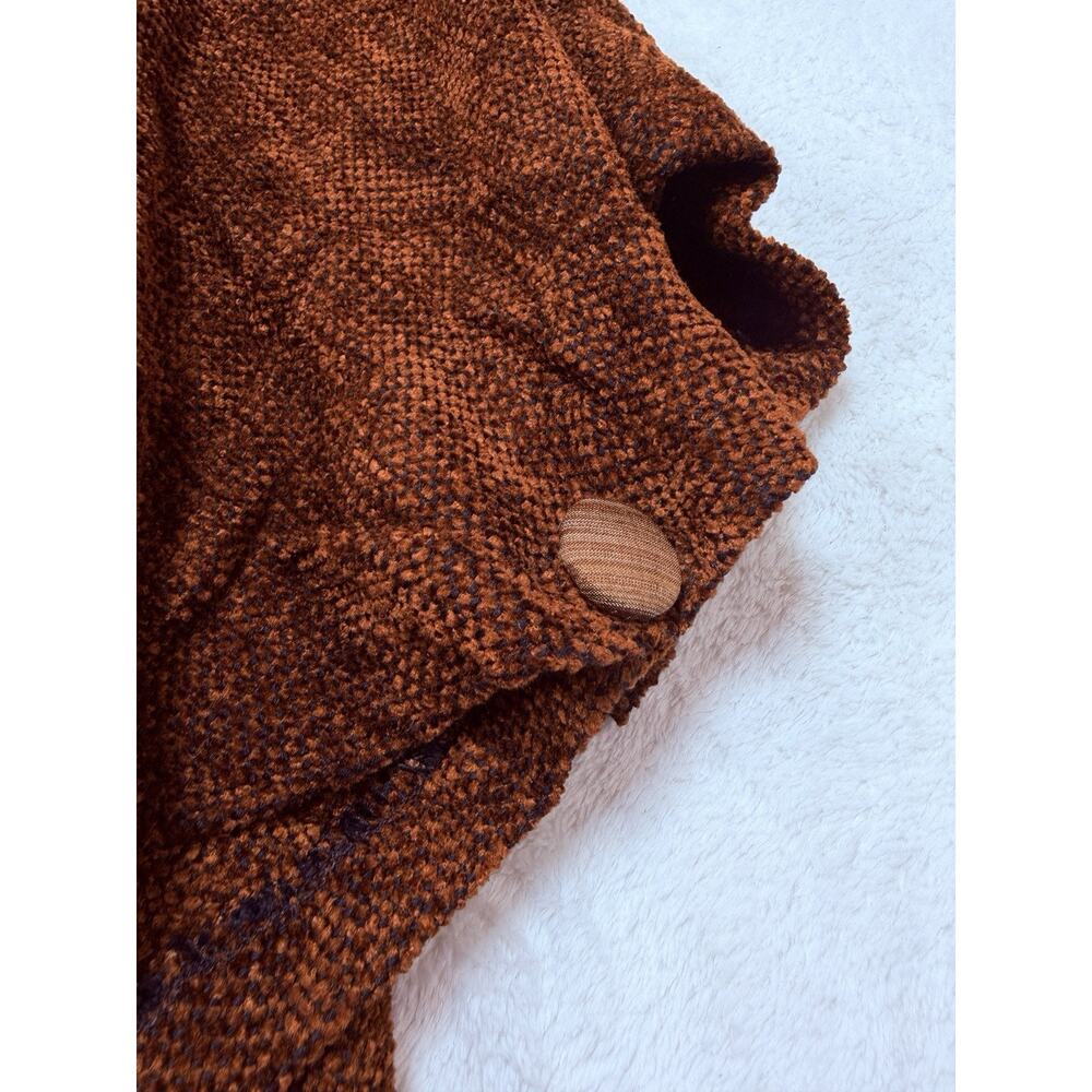 Lynn Yarrington VTG Handwoven Chenille Cape Jacket Rust Terracotta Art To Wear - Picture 5 of 12